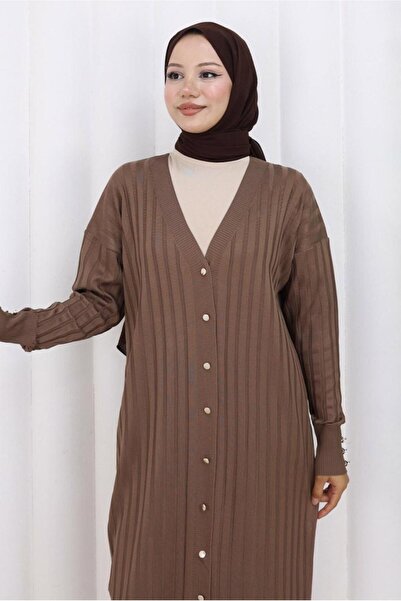 TRENDTESETTÜR Women's Mink Long Knit Cardigan t 7523