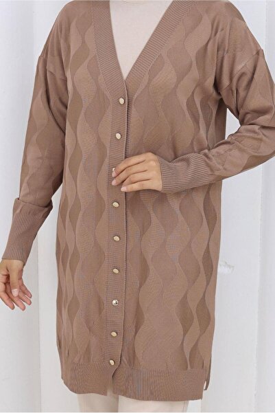 TRENDTESETTÜR Women's Mink Patterned Knitwear Cardigan t 9323