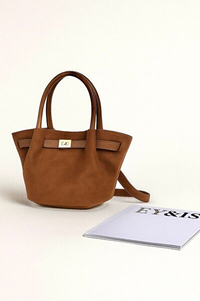 eyandis Lüks Suet Kilit Detaylı El Ve Omuz Çantası