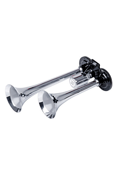 AMIO Truck horn, double, two-tone, chrome finish, 12V - 24V power supply, 118 dB