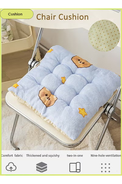 Generic 2pc Chair Cushion Thickened Square Soft Fluffy Backrest Pillow Washable Seat Cushion with Ties Seat