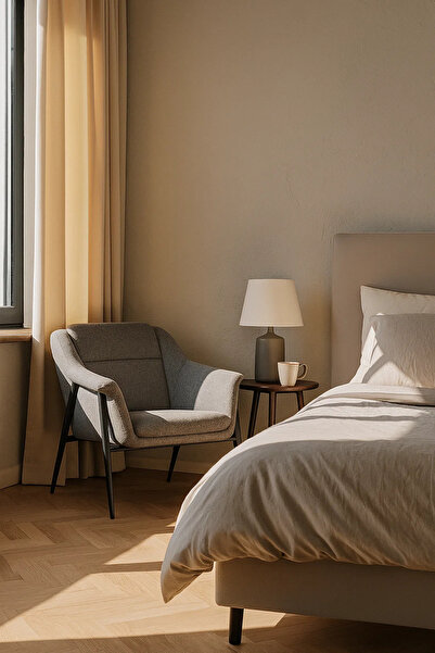 MARIA HOMES Modern Armchair with Metal Legs, Elegant Comfortable Accent Chair for Living Room