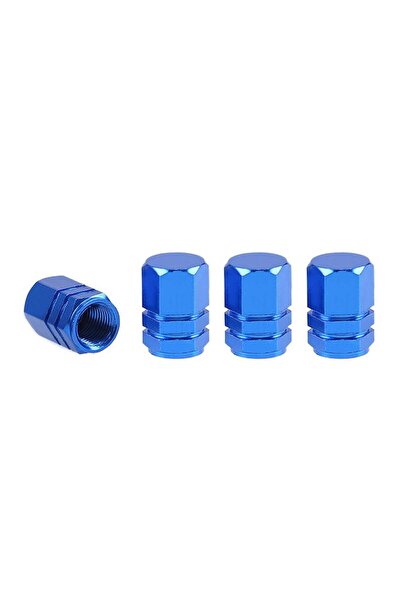 AMIO Set of 4 blue hexagon car valve caps