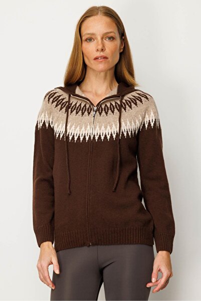 Desen Women's Hooded Roba Baklavalı Cardigan 25Kdsn25230