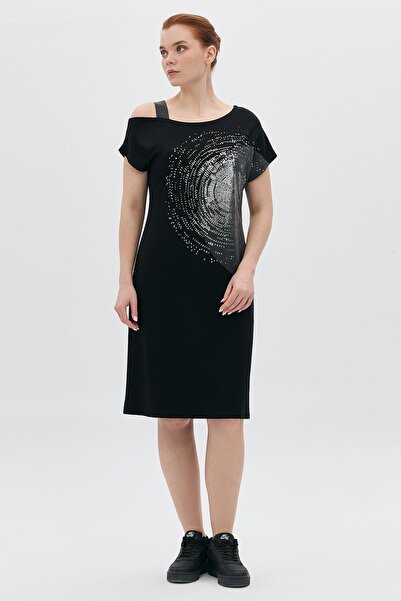 DAIDO Tek Omuz Garnili Varaklı Elbise