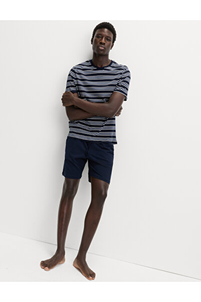 Marks & Spencer Saf Pamuklu Çizgili Pijama Takımı