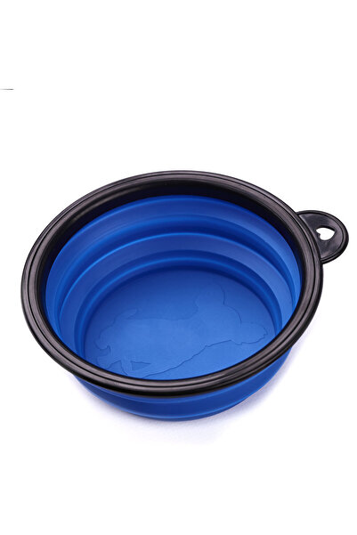 Avex Bol de voiaj din silicon pentru animale de companie, pliabil, culoare albastra, diametru 12 cm