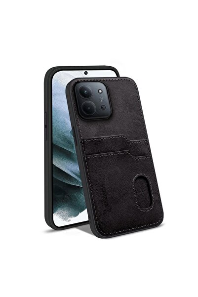 Zebana Xiaomi Redmi 15C Compatible Case Luxury Leather Case with Card Holder Black