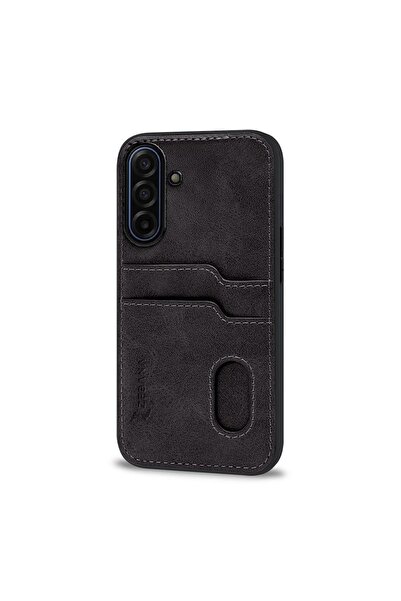 Zebana Samsung Galaxy A17 Compatible Case Luxury Leather Case with Card Holder Black