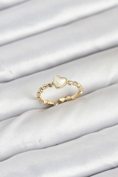 shopwave خاتم نسائي موديل قلب ذهبي اللون من النحاس