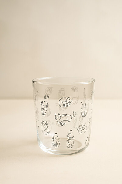 Fhilli Motto - Set of 6 Bamboo Vacuum Lid Glass Storage Containers with Cat Pattern Spice Jar Set 315 ml