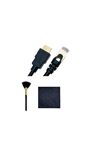 Brıghton 4-piece set, HDMI cable, CAT7 ethernet cable, BrightOn brush and cloth, PVC, metal, microfiber