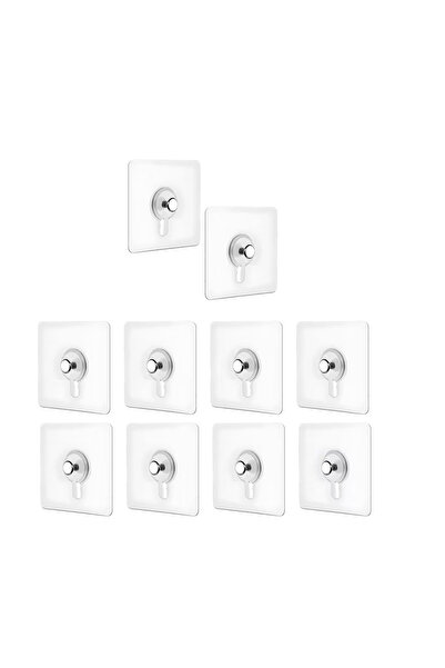 OEM Set 10 suporturi autoadezive pentru prosoape, dimensiuni totale 6 x 6 cm, plastic, plastic, metal