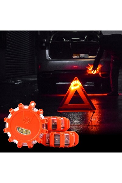 AMIO Lampa LED de urgenta pentru siguranta rutiera cu baza magnetica si functie de lanterna