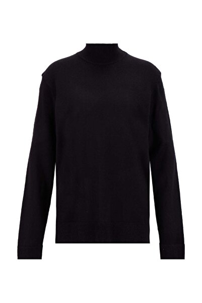 LİMON COMPANY Limon Yarım balıkçı Yaka Basic Düz Siyah Erkek Kazak MML5WM-KZK...