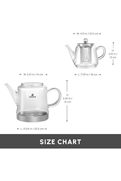 Karaca Doura Glass Teapot Set — 450ml Teapot & 180ml Kettle (Stovetop Compatible)