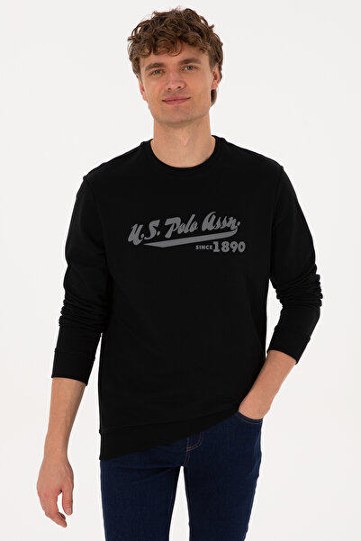 U.S. Polo Assn. Erkek Bisiklet Yaka Regular Fit Siyah İnce Sweatshirt 50316315-VR046