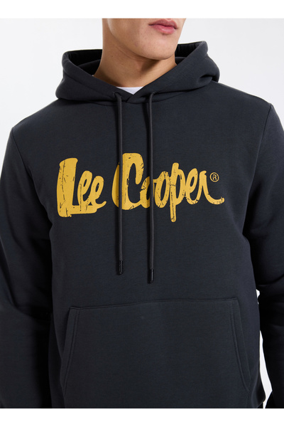 Lee Cooper Hooded Collar Anthracite Men's Sweatshirt 261 Lcm 241060 Greg Antrasit