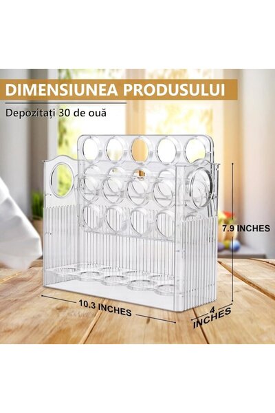 RABY Refrigerator Egg Organizer Rack, 3-tier, 30-egg Capacity, Transparent, 26 x 10 x 20 cm