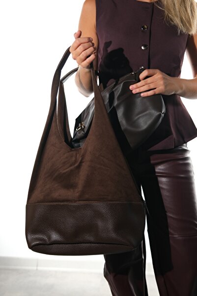 LuviShoes 1096 Dark Brown Suede Women's Daily Bag
