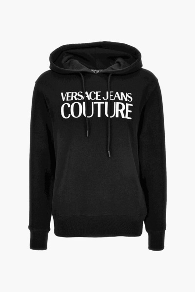 Versace Men's Felpe Serigrafiche Hooded Printed Sweatshirt - Black