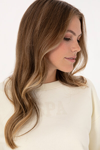 U.S. Polo Assn. Women's Cream Crew Neck Basic Sweatshirt 50307752-Vr256