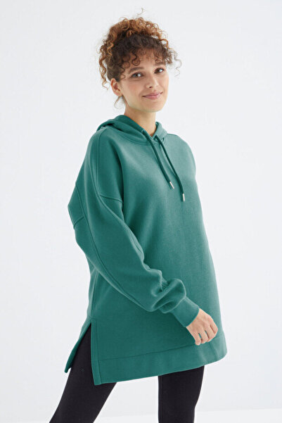 TOMMY LIFE Oversized Hooded Pack of Two Wild Rose-Sea Green Women's Tunic Sweatshirt - 97242