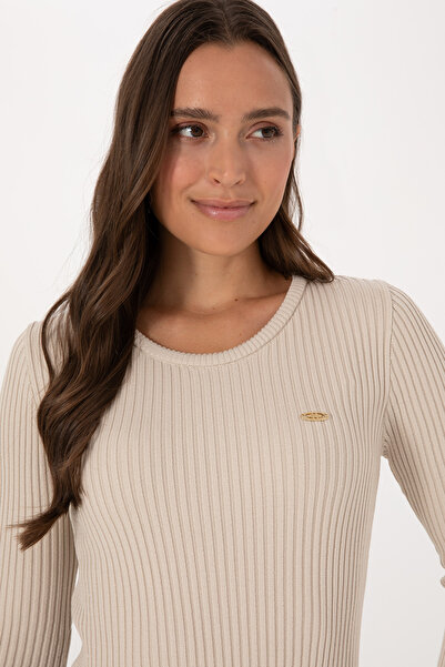 U.S. Polo Assn. Women's Stone Melange Crew Neck Sweater 50314780-Vr225