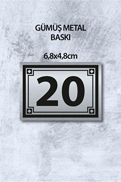 Grafiklas Metal Kapı Numarası Gümüş 6,8x4,8 cm – Yapışkanlı Dayanıklı Isı Bas...