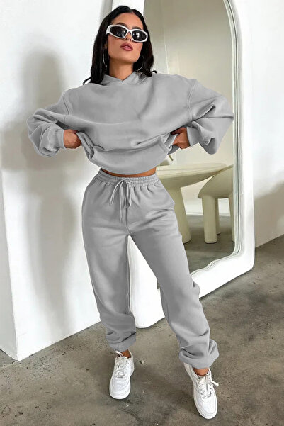 YAKAMEL Women's Hooded Oversized Tracksuit Set with Elasticated Cuffs