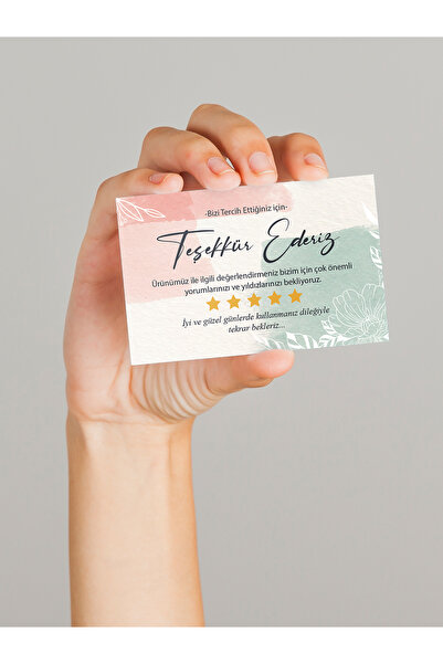 Grafiklas 50’li Pastel Renkli Teşekkür Kartı Seti – Çiçek Desenli, Paketleme ...