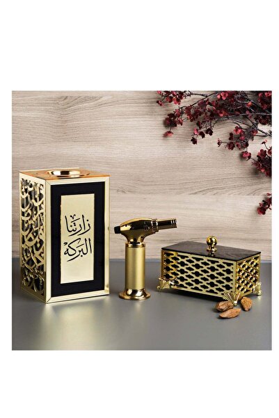 Story of candle Incense Burner Set with Storage Box (engraved 'Zaratna Al-Barakah') with Moroccan Oud and Luxury Lig