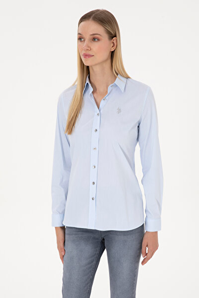 U.S. Polo Assn. Women's Light Blue Long Sleeve Basic Shirt 50308024-Vr003