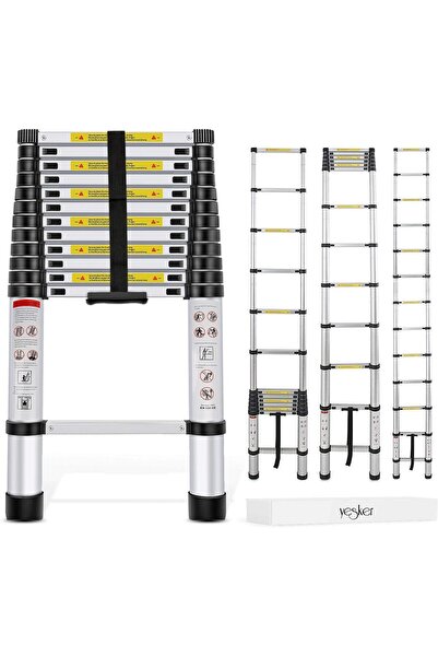 Keen Yesker 12ft Aluminum Telescopic Multi-Purpose Ladder EN131 Certified, 300 lb Capacity