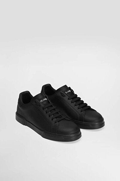 Dolce&Gabbana Erkek Monokrom Deri Sneakers - Siyah