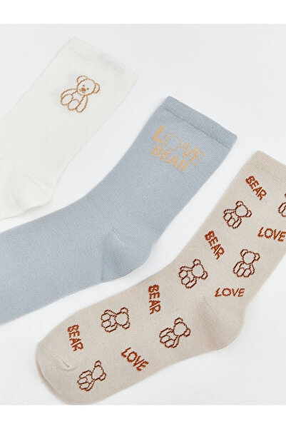 LC Waikiki Peak New Season Bear Printed Women's Socks 5-Piece