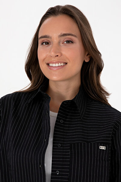 U.S. Polo Assn. Women's Black Long Sleeve Striped Shirt 50316387-Vr046