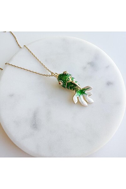 Asteria Jewelry Balık Kolye - Japon Balığı Tombul Yeşil Balık Kolye