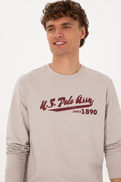 U.S. Polo Assn. Men's Crew Neck Regular Fit Stone Sweatshirt 50316315-Vr049