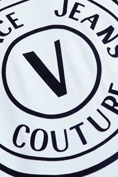 Versace Men's Regular Fit V Emblem Crew Neck T-Shirt - White