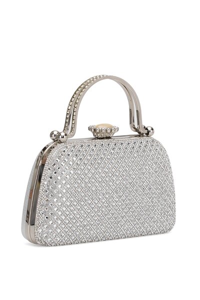 Guja 25Kc1289 Women's Stone Box Evening Dress Bag Silver