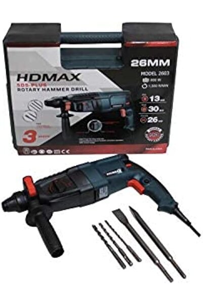 Generic Electric Hammer Drill with Case, 26 mm, 800 W, Blue, 0.5" -