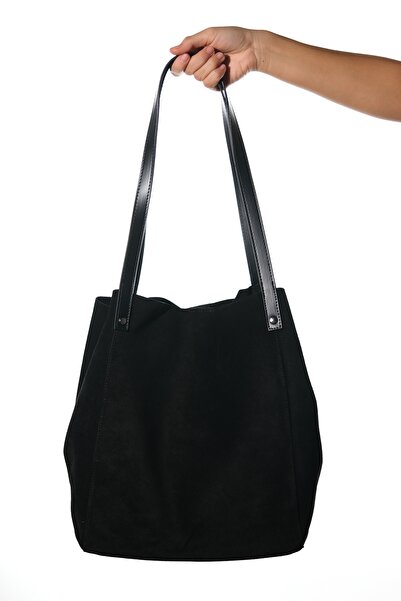 LuviShoes Alfred Black Genuine Leather Suede Women's Shoulder Bag