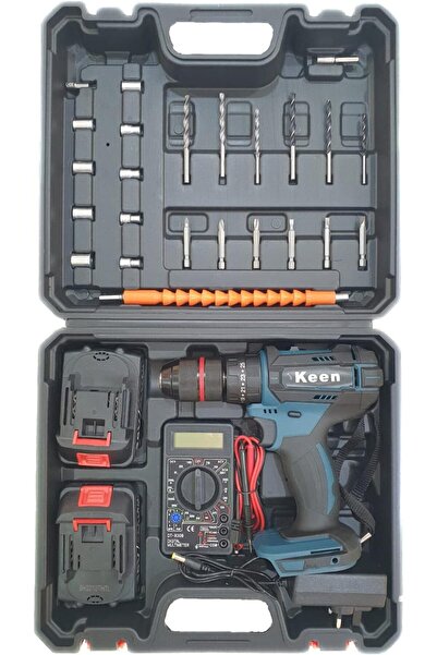 Keen Cordless Drill 36V with Two Batteries, Metal Chuck, Bits and Case, 13 mm