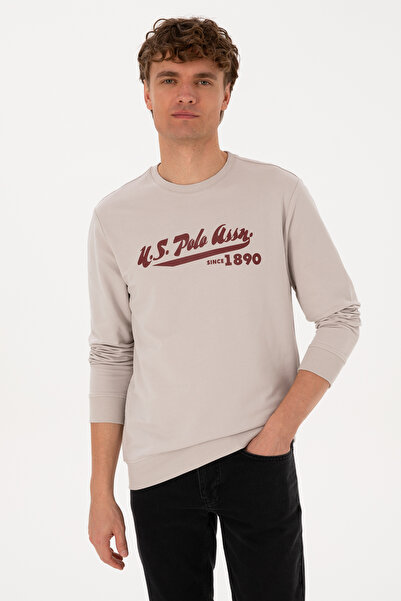 U.S. Polo Assn. Men's Crew Neck Regular Fit Stone Sweatshirt 50316315-Vr049