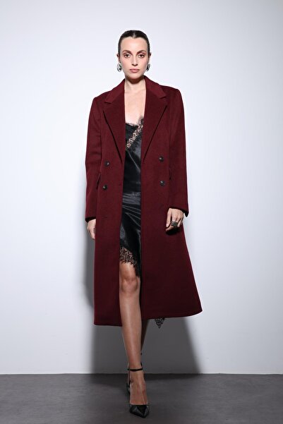 Antioch Burgundy Wool Blend Double-Breasted Women's Coat