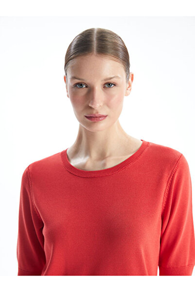 LC Waikiki Crew Neck Plain Short Sleeve Women's Knitwear Sweater