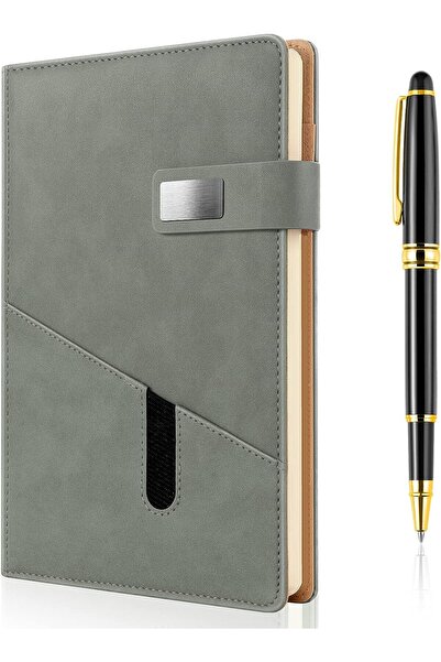 COOYA A5 College Ruled Journal with Pen Holder,Hardcover Leather Notebook with Pocket and Magnetic Buckle