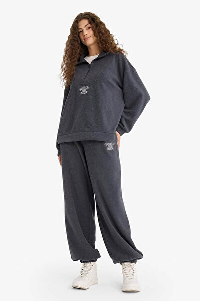 DeFacto Standard Fit Pocketed Fleece Anthracite Women's Sweatpants Y2650Az/Ar191