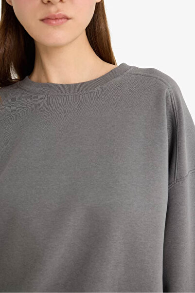 DeFacto Coool supradimensionat basic Gri pentru femei Swea tricou A4177AX/GR449